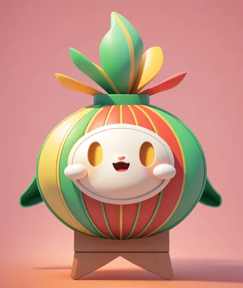 A cartoon character with petals on his head and onions, japanese mascot, lantern, vibrant with colors, yoshitaka, cute character, Middle metaverse, inspired by Masamitsu Ōta, Chinese lanterns, 中 国 鬼 节, dim lantern, cartoonish vector style,  Clay material M...