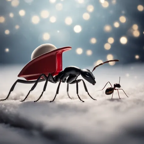 An ant and a Christmas sled