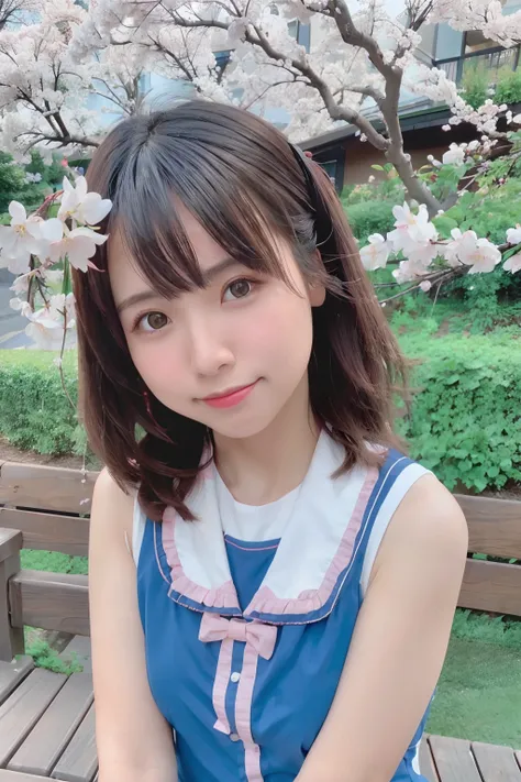 best quality, ultra high res, (photorealistic:1.4),blush,cute,(detailed face),light smile, 
looking at viewer,
upper body, japanese clothes, 
sunny,river,(cherry blossoms),blue sky,１０Minute Video