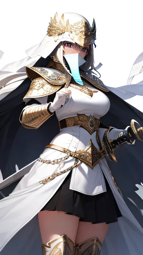 Female braves　Female braves　White armor　White armor　Holding a large sword with both hands　Holding a large sword with both hands　A white helmet that covers the mouth　Black eyes　A white helmet that covers the mouth　Black eyes　Holding a large sword with both ...