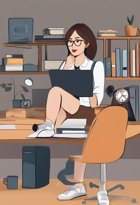 a Simple mascot catoon image of a smart cute korean office staff woman with a laptop computer and a smart phone,  2D flat,  casual wear,  long_hair,  cartoon,  comics
Negative prompt: ugly,  deformed,  noisy,  blurry,  low contrast, 3D,  photo,  realistic,...