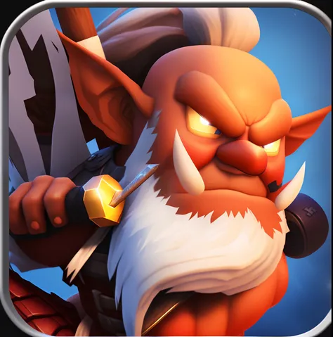 Close up of cartoon character holding baseball bat, epic legends game icon, 3 d icon for mobile game, epic battle screen of hero, drachenlord, Bravos, heroengine, Awesome, torchan, author：Android Jones, version 3, epic viking king, World at war, apples, Le...