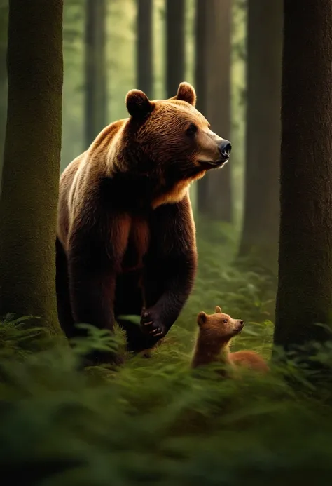 Imagine uma cena em que um belo dia, o Urso e o Coelho se encontraram na floresta