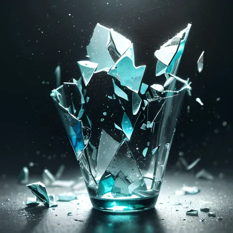 Broken glass split sharp shards