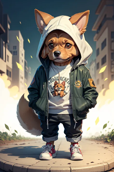 C4tt4stic, Cartoon dog breed dachshund with jacket and skateboard