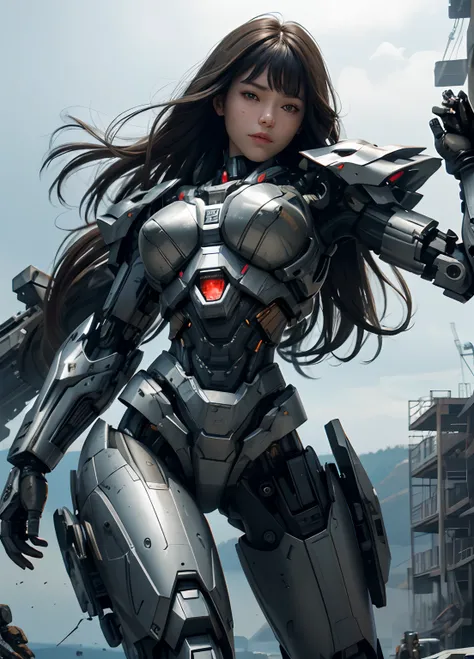 Textured skin, Super Detail, high details, High quality, Best Quality, hight resolution, 1080p, hard disk, Beautiful,(War Machine),beautiful cyborg woman,Mecha Cyborg Girl,Battle Mode,Girl with a Mecha Body,She wears a futuristic war machine weapon mech,Fu...