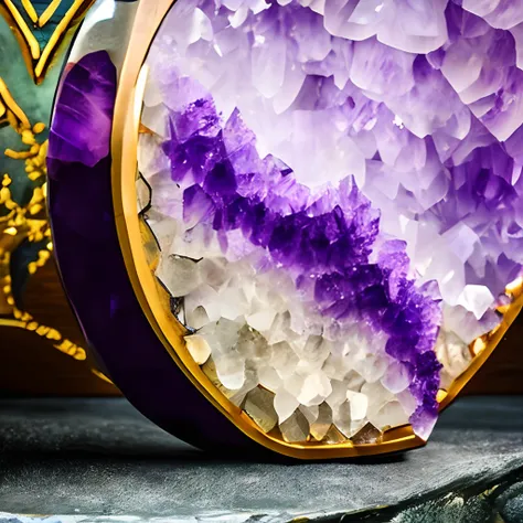 amethyst, Amethyst Druse,  The Old House, Wooden Shelf, Stone with amethyst drusen on a shelf