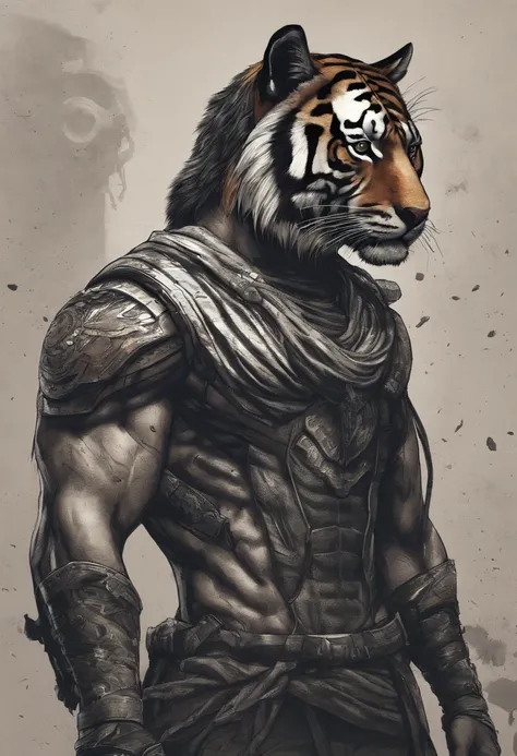 Indian superhero with tiger head logo on his chest 4 k