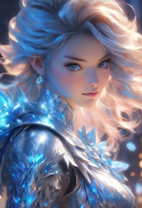 Close up portrait of woman in silver and blue dress, chengwei pan on artstation, by Yang J, detailed fantasy art, Stunning character art, fanart best artstation, epic exquisite character art, Beautiful armor, very detailed Artgerm, Detailed Digital Anime A...