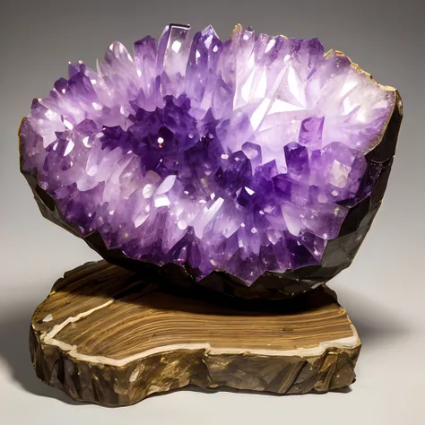 amethyst, Amethyst Druse,  The Old House, Wooden Shelf, Stone with amethyst drusen on a shelf