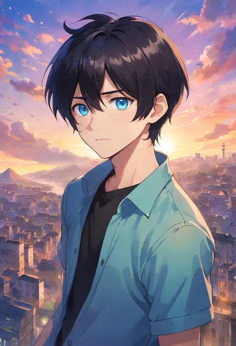 black hair, anime style, character chart, first-person view, Anime boy with UHD black hair and black shirt, young anime man, anime moe art style, Anime Boy, Smooth Anime CG Art, Male anime style, artwork in the style of guweiz, A cute boy,rainbows,Anime po...