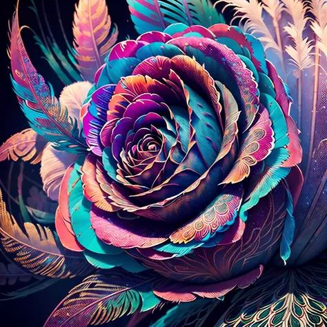 Riff Style 2 (masutepiece, top-quality, Best Quality, Official art, Plants and bird feathers, Beautiful and aesthetic flowers々:1.2), (Roses and pampas grass:1.3), Extremely detailed,(Fractal Art:1.1),(Colorful:1.1)(Flowers:1.3),highest details,(Zentangle:1...