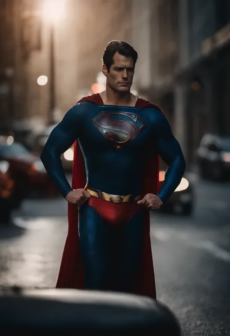 Superman but only wearing bodypaint