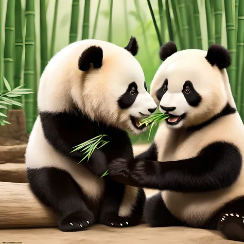 a panda，Photoreal，Panda eating bamboo，Playing，Childrens panda，sleep，4K