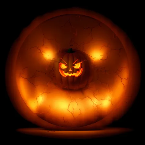 circle, evil pumpkin:1.5, light, neon, halloween, clear outlines