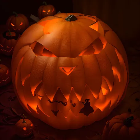 round pumpkin:1.5, evil pumpkin:1.5, light, neon, halloween, clear outlines