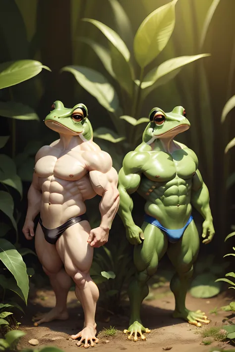 Two Muscular frog posing