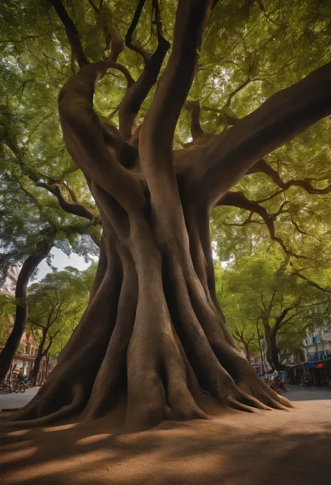 Huge tree trunk，The shape is very similar to Fujiman，very long，Throughout the city，The city was built on vine man，Fujiman twisted，The texture is clear