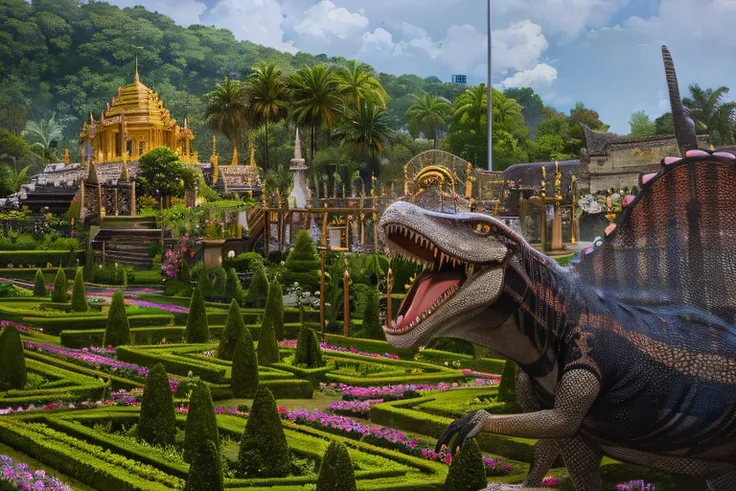 english garden  in Jurassic,temple,thailand