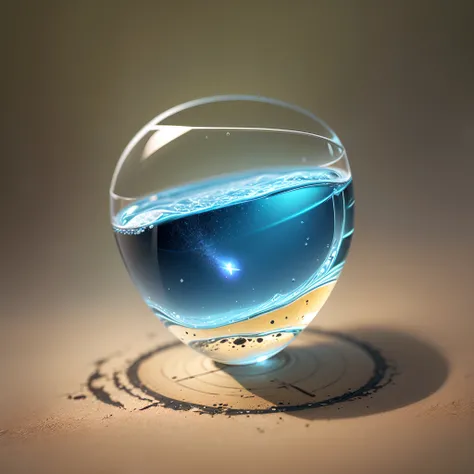 tiny mysterious planet floating in a glass of water --auto --s2