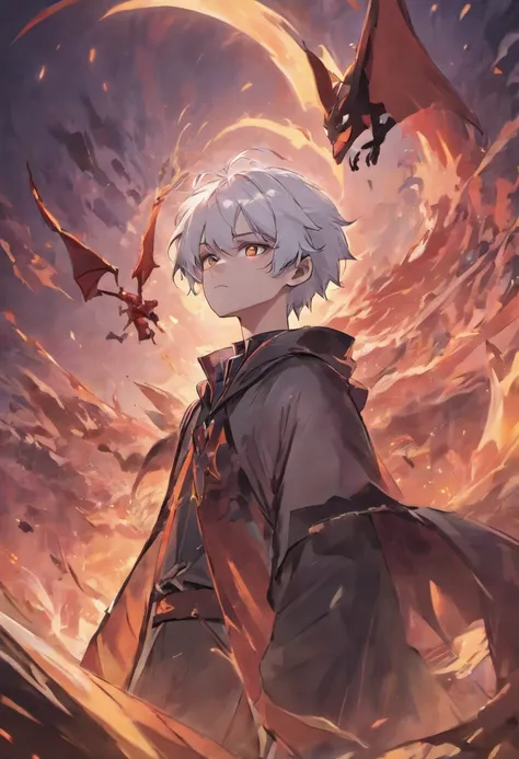 anime boy ((white hair)) with a bat on his shoulder and a demon on his shoulder, epic anime style, anime artstyle, high quality anime artstyle, demon boy, anime art style, in anime style, anime wallaper, male anime style, anime style. 8k, realistic anime a...