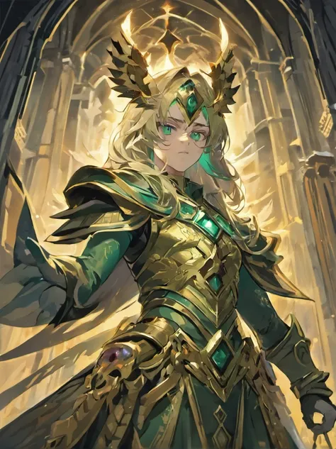 primarch lion eljonson,dark angels legion,warrior king,proud and noble,courageous leader,regal appearance,majestic aura,angelic wings,long flowing hair,sharp fierce eyes,strong chiseled jawline,decorated armor,emblazoned with the winged sword emblem,glowin...