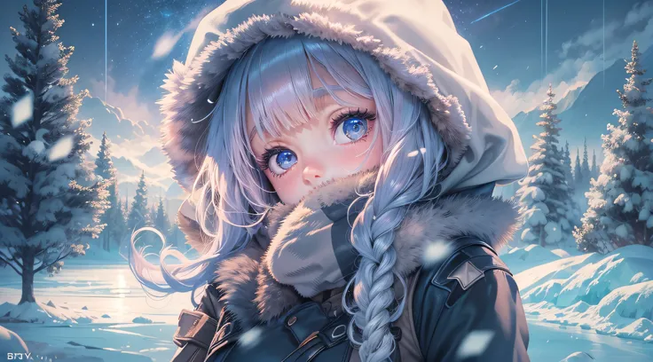 1 cold girl，starrysky，Strong sense of atmosphere，Picture quality 8K