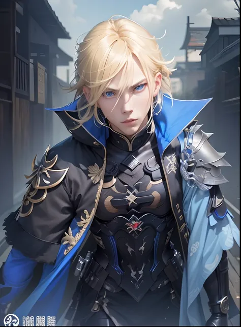 Dainsleif Genshin Impact, Blonde hair, Blue eye, black costume, Genshin Impact Dainsleif