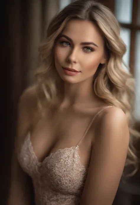 beautiful woman, 25 years old, 30 years old, with medium boobs, solo, (masterpiece), (photorealistic: 1.3), ultra detailed, realistic eyes, (high detail) skin: 1.2), (best quality: 1.0), (ultra high resolution: 1.0), wavy detailed hair, a blonde hair, long...