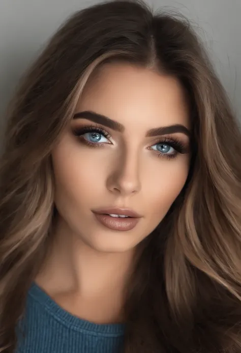 Arafed Mujer totalmente , Chica sexy con ojos azules, ultra realista, meticulosamente detallado, Retrato Sophie Mudd, cabello rubio y ojos grandes, selfie de una mujer joven, Ojos del dormitorio, Violeta Myers, sin maquillaje, Maquillaje natural, staring d...