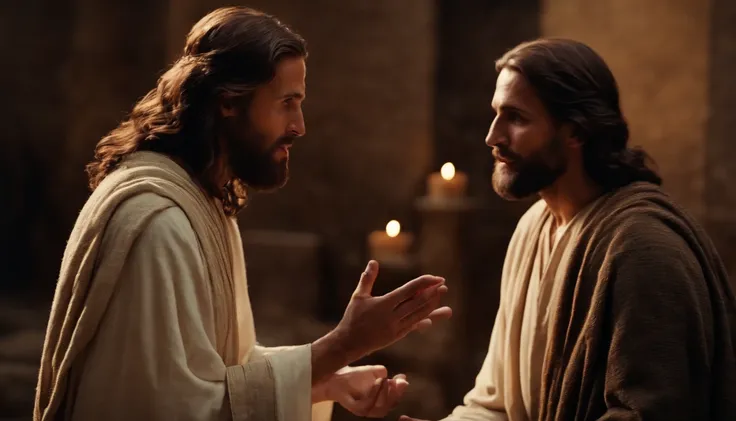 Jesus Christ Talking to Two Disciples