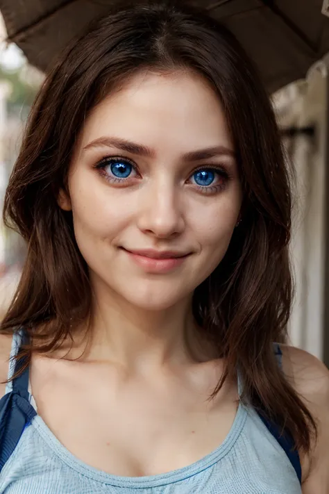 (Happy eyes: 1.8) (Blue eyes: 1.5) (Looking forward: 1.5), upper body