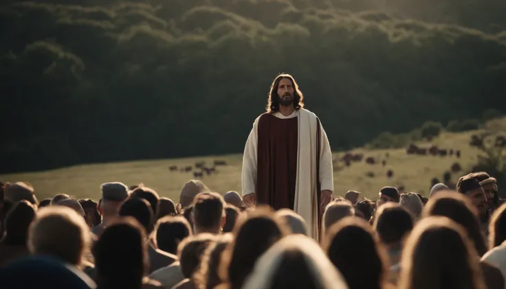 Jesus Christ speaking to a crowd, Theyre on the hill