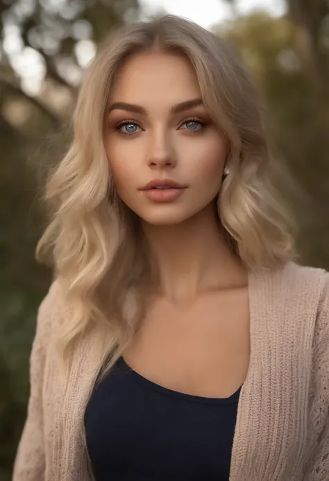 arafed woman fully , sexy girl with blue eyes, ultra realistic, meticulously detailed, portrait sophie mudd, blonde hair and large eyes, selfie of a young woman, bedroom eyes, violet myers, without makeup, natural makeup, looking directly at the camera, fa...