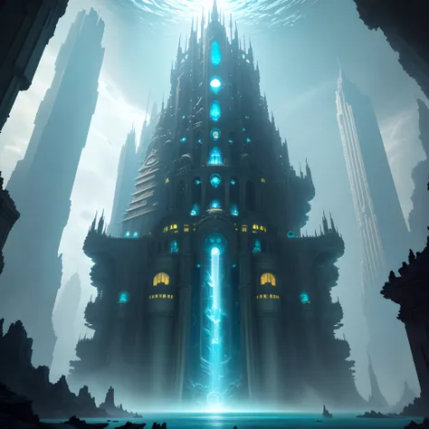 ((Need)), ((tmasterpiece)), (A detailed))，marvel universe，Under a large body of water，There is a futuristic translucent underwater ice palace, in fantasy sci - fi city, epic fantasy sci fi illustration, Underwater Science Fiction City, ancient steampunk ci...