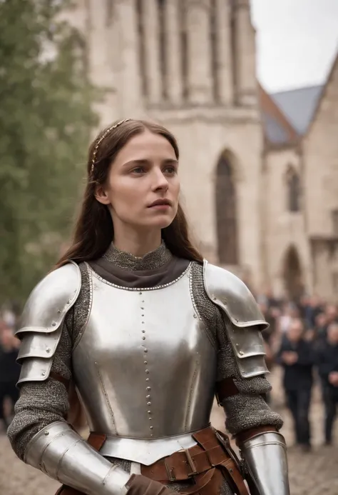 Joan of Arc as she was in her day in a city in high definition.