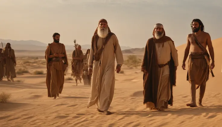 Naked women, and Man with long beard and white beard standing in the desert area, Lead the clan, you nude women  Israelis dressed in 36864K movies, still from live action movie, naked 20 year old women, live-action movie scenes, still image from tv series,...