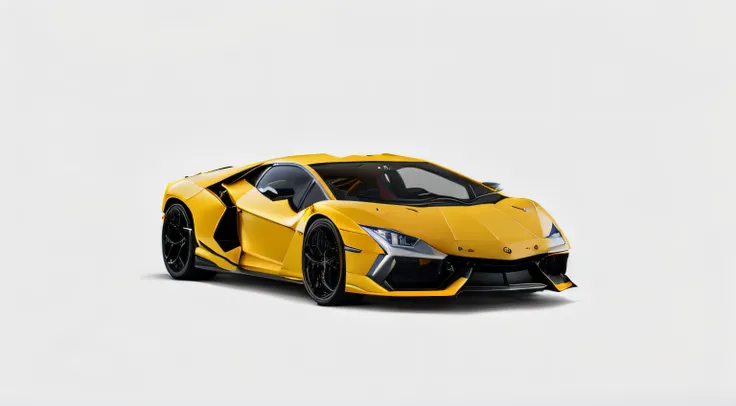 a close up of a yellow sports car on a white background, lamborghini, bold lamborghini style, supercar, sportcar, lamborghini aventador photoshoot, full view of a sport car, f32, f 3 2, full device, sports car, super car, ultra wide-shot, yellow, sport car...