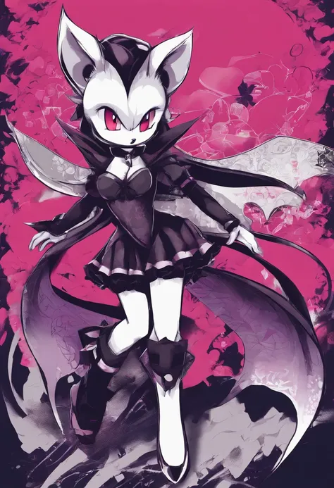 Rouge the bat from sonic the hedgehog with a gothic outfit smiling