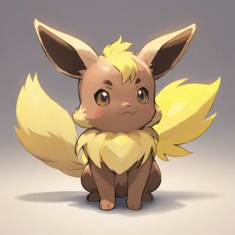 Eevee, blue rock-like body with brown limbs, jet black eyes surrounded by yellow, masterpiece, best quality