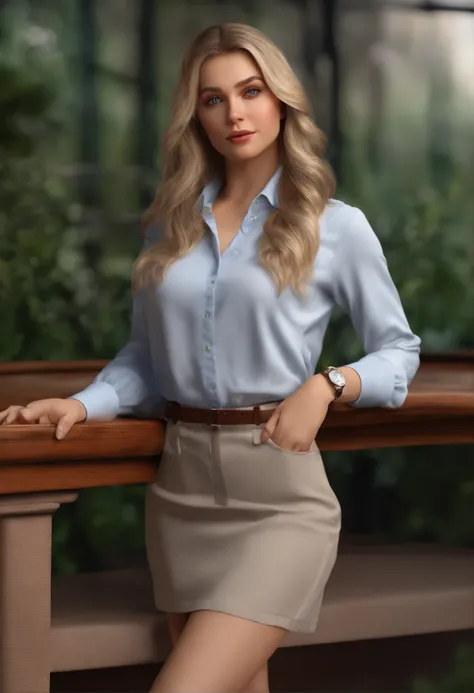 best quality, ultra high res, (photorealistic:1.4), 1girl, button shirt, black skirt, school, dark brown hair, breasts, (blonde hair:1.2), looking at viewer, (highly detailed face:1.1),,  (PureErosFace_V1:0.8),tiktok,