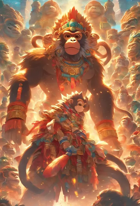 (((HUN BATZ))) best quality, ultra-high resolution, 4K detailed CG, masterpiece, Hun Batz,Mayan God Mayan clothing,Mayan mythology,Mexico,aesthetics,((Monkey God)),beautiful picture, centered on screen