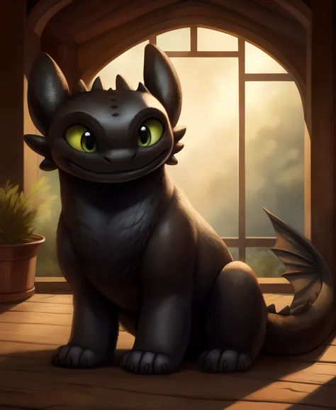 toothless furry, detailed and extremely fluffy body fur, masterpiece, detailed background, happy,