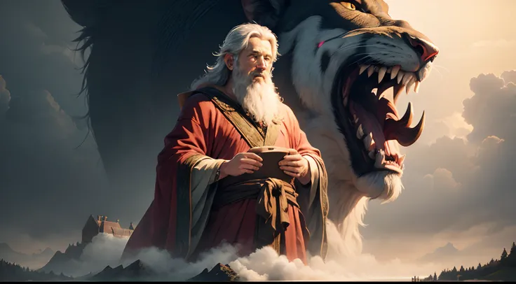 create a realistic picture of God speaking to Noah