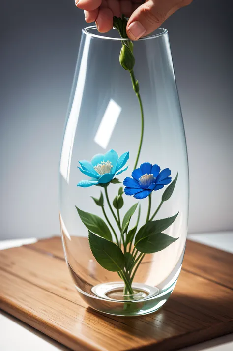 create a transparent flower vase, realism,(best quality),(best illustration)