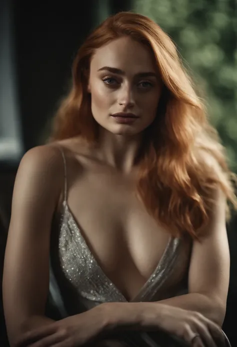 Portrait of Sophie Turner, nude, topless