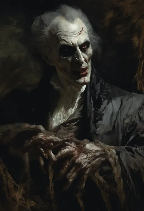 male vampire, demoniac, extended teeth, art by Jean-Honoré Fragonard, by Steve Huston, in a garden, heavy grain, high detail, cinematic composition, dramatic light, anamorphic, ultra wide lens, hyperrealistic