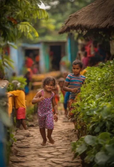 igrejinha acolhedora, a beira de um rio, kids playing in garden