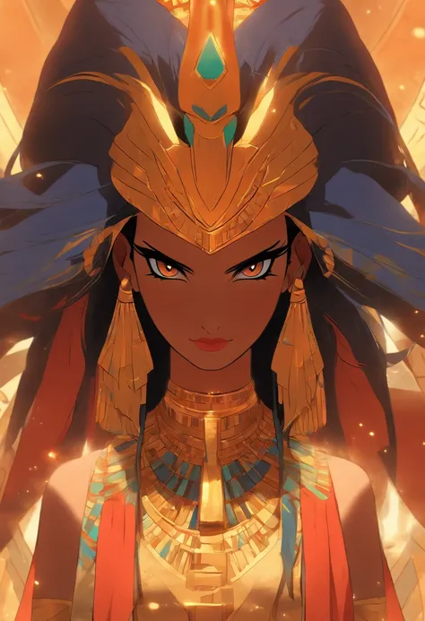 (((Hathor))) best quality, ultra-high resolution, 4K detailed CG, master piece, Hathor, woman, horns, Goddess of the sky, Egyptian clothes, EGYPTIAN mythology, desert, aesthetics, ((horns)), Beautiful image , centered on the screen