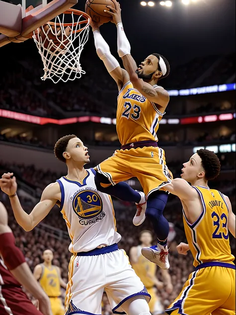 Curry dunking on lebron